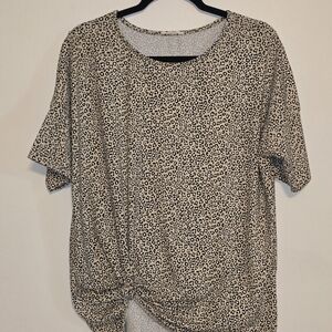 Chic Leopard Print Knot Front Blouse